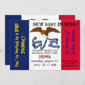 Baby shower uitnodiging met vlag van Iowa (Voorkant / Achterkant)