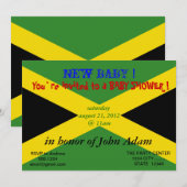 Baby shower uitnodiging met vlag van Jamaica (Voorkant / Achterkant)