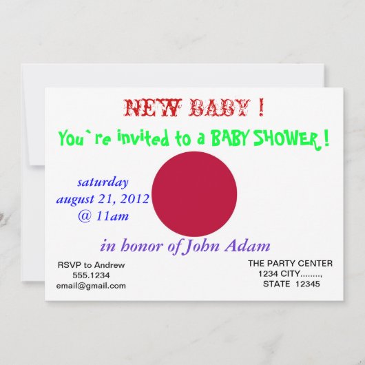 Baby shower Uitnodiging met vlag van Japan (Voorkant)