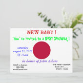 Baby shower Uitnodiging met vlag van Japan (Staand voorkant)