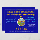Baby shower Uitnodiging met vlag van Kansas (Voorkant / Achterkant)