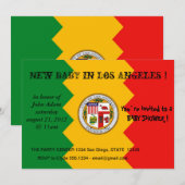 Baby shower Uitnodiging met vlag van Los Angeles (Voorkant / Achterkant)