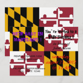 Baby shower uitnodiging met vlag van Maryland (Voorkant / Achterkant)