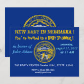 Baby shower uitnodiging met vlag van Nebraska (Voorkant / Achterkant)