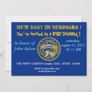 Baby shower uitnodiging met vlag van Nebraska