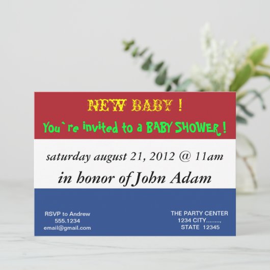 Baby shower Uitnodiging met vlag van Nederland (Staand voorkant)