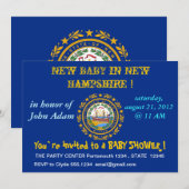 Baby shower uitnodiging met vlag van New Hampshire (Voorkant / Achterkant)
