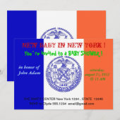 Baby shower uitnodiging met vlag van New York (Voorkant / Achterkant)
