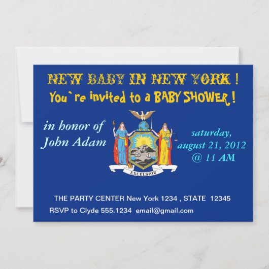 Baby shower uitnodiging met vlag van New York (Voorkant)
