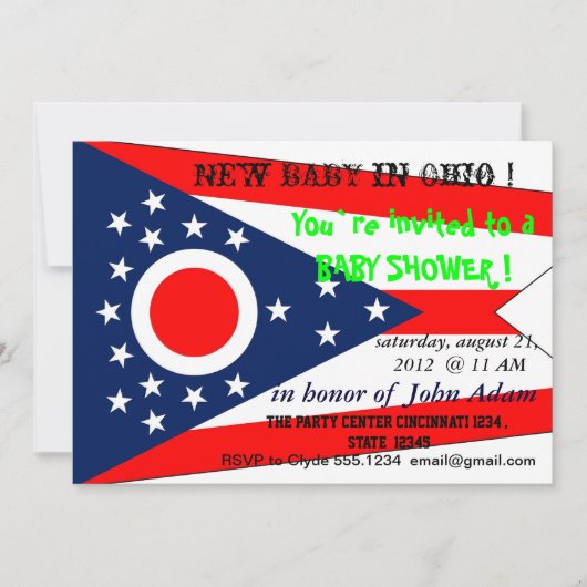 Baby shower Uitnodiging met vlag van Ohio (Voorkant)