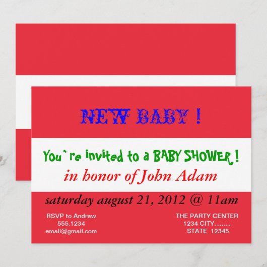 Baby shower Uitnodiging met vlag van Oostenrijk (Voorkant / Achterkant)