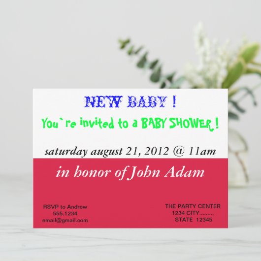Baby shower Uitnodiging met vlag van Polen (Staand voorkant)