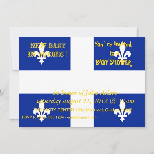 Baby shower Uitnodiging met vlag van Quebec (Voorkant)