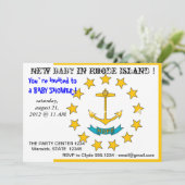 Baby shower Uitnodiging met vlag van Rhode Island (Staand voorkant)