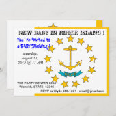 Baby shower Uitnodiging met vlag van Rhode Island (Voorkant / Achterkant)