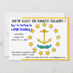 Baby shower Uitnodiging met vlag van Rhode Island