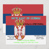 Baby shower Uitnodiging met vlag van Servië (Voorkant / Achterkant)