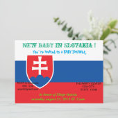 Baby shower Uitnodiging met vlag van Slowakije (Staand voorkant)