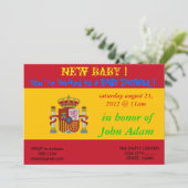 Baby shower Uitnodiging met vlag van Spanje (Staand voorkant)