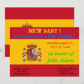 Baby shower Uitnodiging met vlag van Spanje (Voorkant / Achterkant)