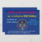 Baby shower uitnodiging met vlag van Utah (Voorkant / Achterkant)