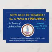 Baby shower uitnodiging met vlag van Virginia (Voorkant / Achterkant)