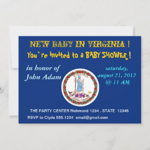 Baby shower uitnodiging met vlag van Virginia