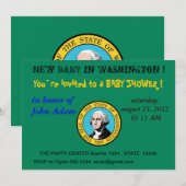 Baby shower Uitnodiging met vlag van Washington (Voorkant / Achterkant)