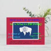 Baby shower uitnodiging met vlag van Wyoming (Staand voorkant)