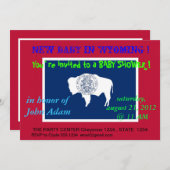 Baby shower uitnodiging met vlag van Wyoming (Voorkant / Achterkant)