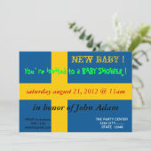 Baby shower Uitnodiging met vlag van Zweden (Staand voorkant)
