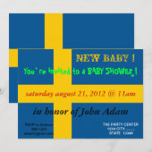 Baby shower Uitnodiging met vlag van Zweden (Voorkant / Achterkant)