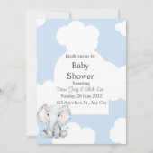 Baby shower-uitnodiging met waterverf olifant kaart (Voorkant)