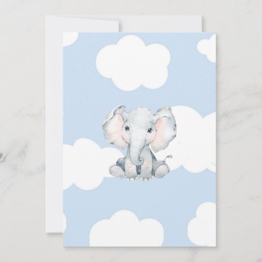 Baby shower-uitnodiging met waterverf olifant kaart (Achterkant)