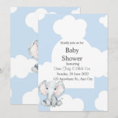 Baby shower-uitnodiging met waterverf olifant kaart (Voorkant / Achterkant)