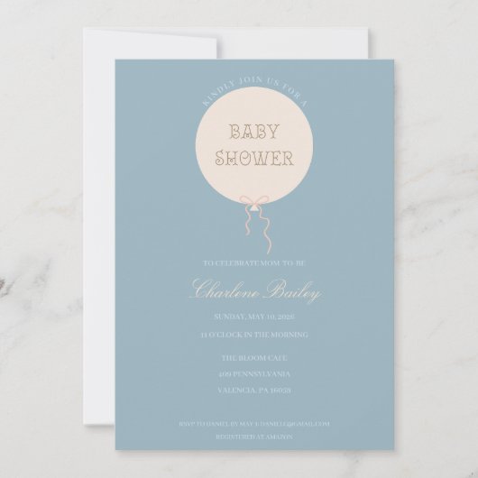 Baby Shower Uitnodiging Miniballon (Voorkant)