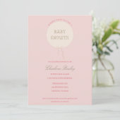 Baby Shower Uitnodiging Miniballon Roze (Staand voorkant)