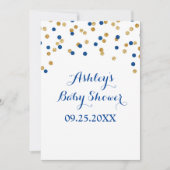 Baby shower Uitnodiging Navy Blue Gold Confetti (Voorkant)