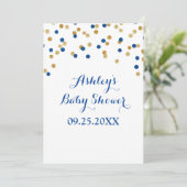 Baby shower Uitnodiging Navy Blue Gold Confetti (Staand voorkant)