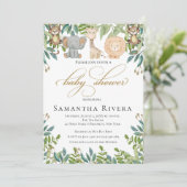 Baby shower Uitnodiging, Oerwoud Safari Baby showe Kaart (Staand voorkant)