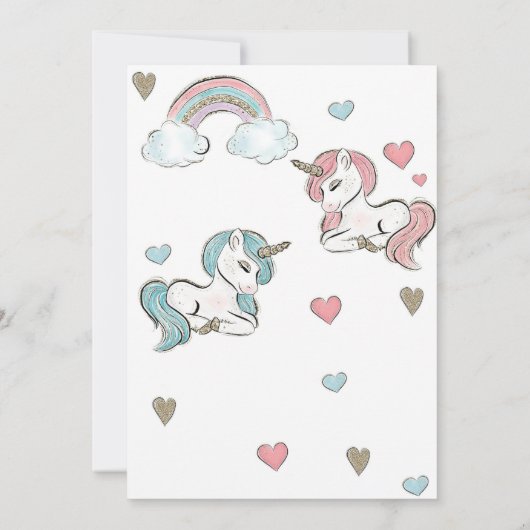 Baby shower Uitnodiging Ontwerp met Eenhoorn Thema (Achterkant)