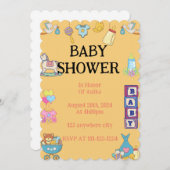 BABY SHOWER UITNODIGING, ORANJE UITNODIGING (Voorkant / Achterkant)