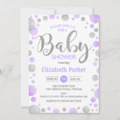 Baby shower Uitnodiging - Paarse Zilveren Stippen (Voorkant)