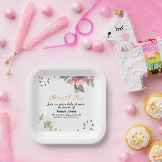 Baby shower Uitnodiging Papieren Bordje (Feest)