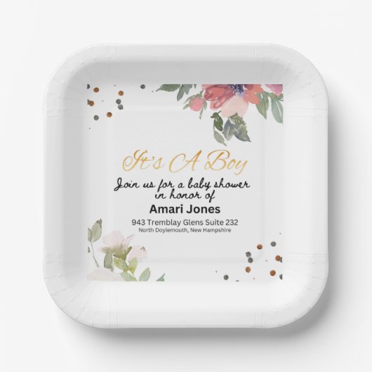 Baby shower Uitnodiging Papieren Bordje (Voorkant)