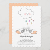 Baby shower uitnodiging. Peachy grappige uitnodigi Kaart (Voorkant / Achterkant)