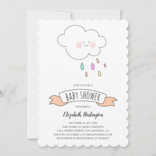 Baby shower uitnodiging. Peachy grappige uitnodigi Kaart (Voorkant)