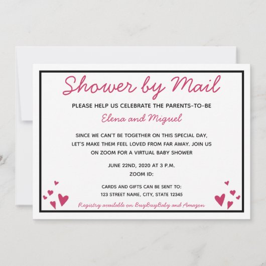 Baby Shower uitnodiging per post (Voorkant)