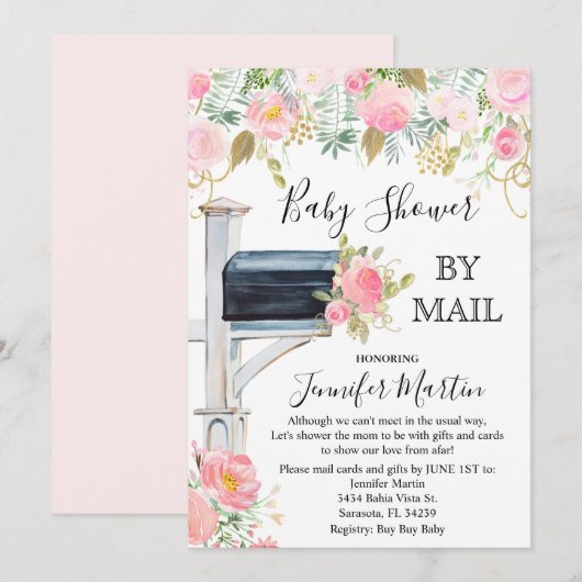 Baby Shower uitnodiging per post (Voorkant / Achterkant)