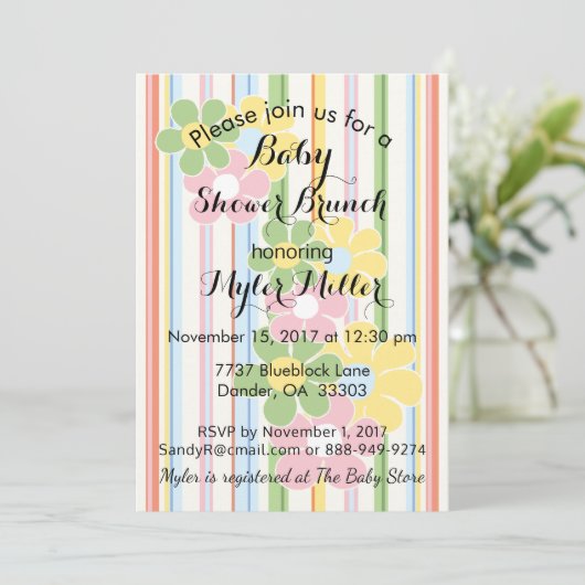 Baby shower Uitnodiging "Picknick Floral" (Staand voorkant)